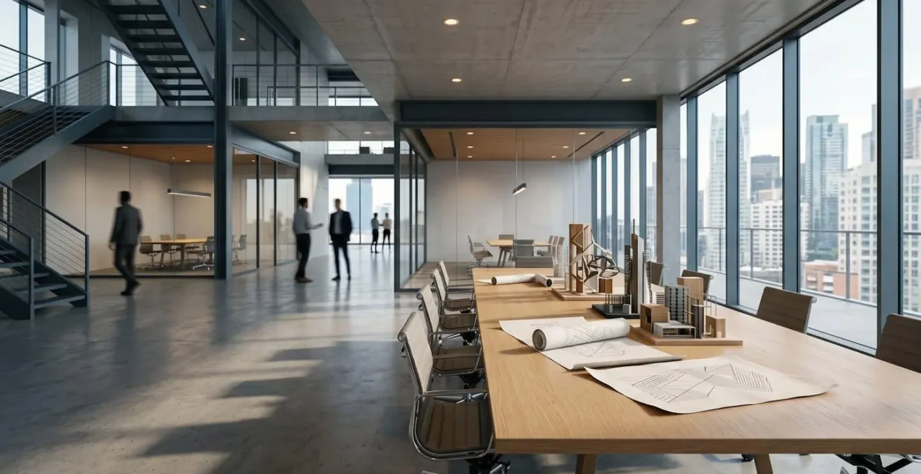 Composition architecturale minimaliste représentant la stratégie d'assurance pour entreprises technologiques