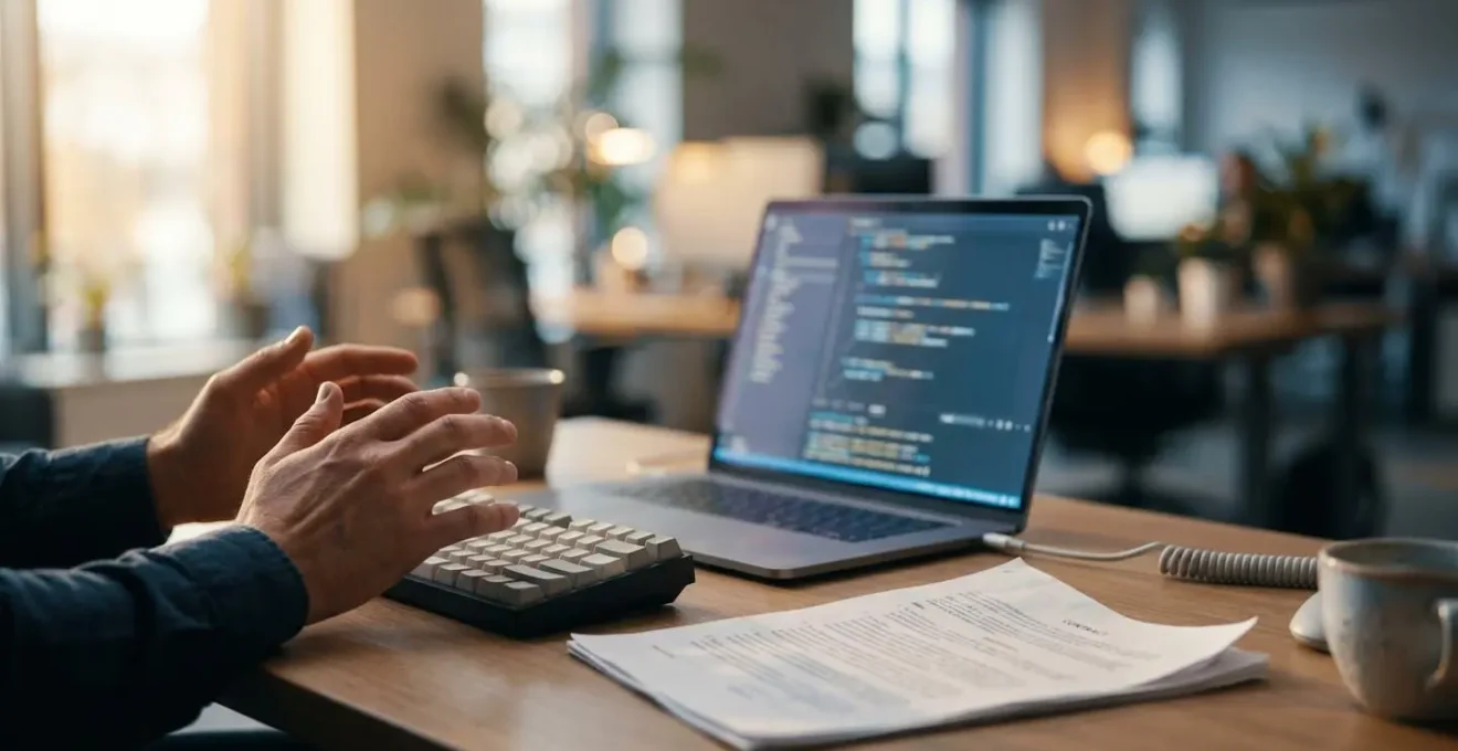 Développeur face à un écran avec code complexe illustrant les risques informatiques non couverts par assurance classique